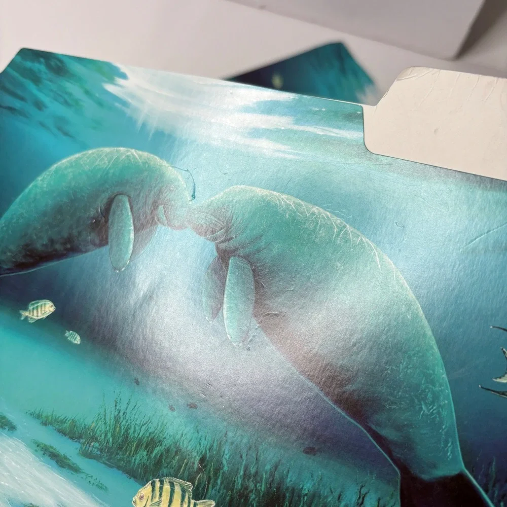 VTG 2005 Y2K Wyland Manatee File Folders Set of 3 Ocean‎ Art Retro Office School